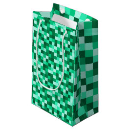 Sacola Para Presentes Pequena Bolsa de Presente Pixels Quadrados Verdes, Pixelad