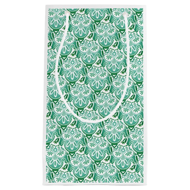 Sacola Para Presentes Pequena Bolsa de Presente Verde e Branco de Natal (Frente)