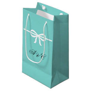 Sacola Para Presentes Pequena Bolsas de festas de Arcos brancos e aqua