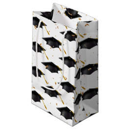 Sacola Para Presentes Pequena Boné de formatura Preto com Confetti