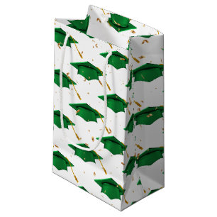 Sacola Para Presentes Pequena Boné de formatura Verde com Confetti