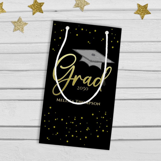 Sacola Para Presentes Pequena Boné Simples de Formando de Script de Graduação Do (Criador carregado)