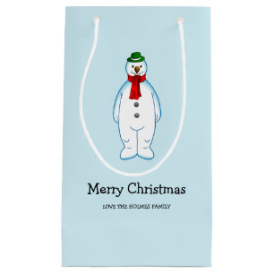 Sacola Para Presentes Pequena Boneco de Neve Alegre