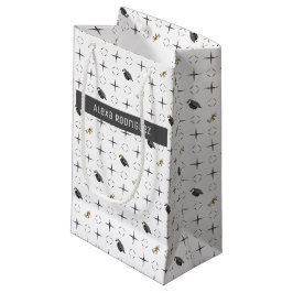 Sacola Para Presentes Pequena Bonés de formatura Escuros e Padrão Diploma