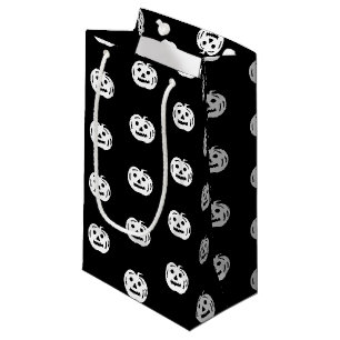 Sacola Para Presentes Pequena Bonitinho branco preto do Halloween