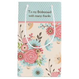 Sacola Para Presentes Pequena Bonito Blue e Coral Floral Bridesmaid Bag