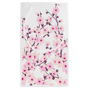 Sacola Para Presentes Pequena Bonito florescimento branco rosa