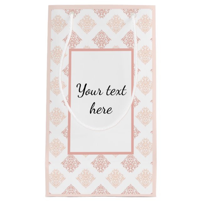 Sacola Para Presentes Pequena Bonito personalizado Blush Damask (Frente)