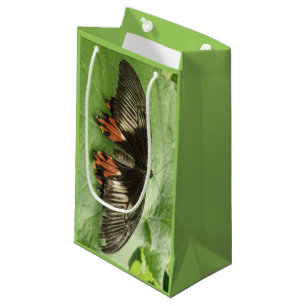 Sacola Para Presentes Pequena Bonito Red e Dourado Borboleta Gift Bag