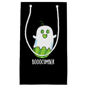 Sacola Para Presentes Pequena Booocumber Funny Ghost Cucumber Pun Dark BG