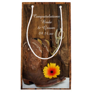 Sacola Para Presentes Pequena Boots, Daisy e Horse Bit Parabéns Casamento