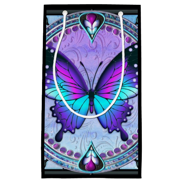 Sacola Para Presentes Pequena Borboleta de sublimação com fundo (Frente)