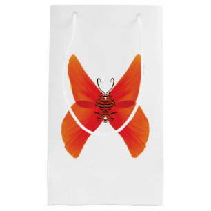 Sacola Para Presentes Pequena Borboleta Vermelha Laranja com o seu nome