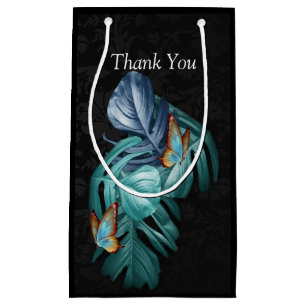 Sacola Para Presentes Pequena Borboletas de Paraíso/Turquesa Tropical Splash