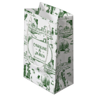 Sacola Para Presentes Pequena Boston Toile Forest Green - Saco de presentes pers