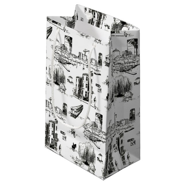 Sacola Para Presentes Pequena Boston Toile Gift Bag (Frente inclinada)