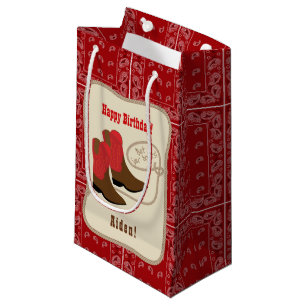 Sacola Para Presentes Pequena Botas de vaqueiro do feliz aniversario & Bandana