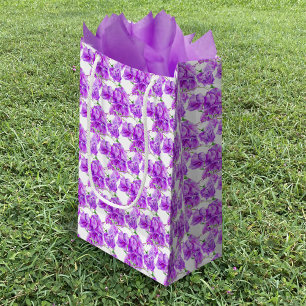 Sacola Para Presentes Pequena Bougainvillea púrpura do padrão de cor da água