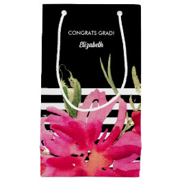 Sacola Para Presentes Pequena Branco | Formatação Floral por Aquarela Fuchsia