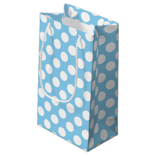 Sacola Para Presentes Pequena Branco sobre Bolinhas de tamanho grande azul-bebê