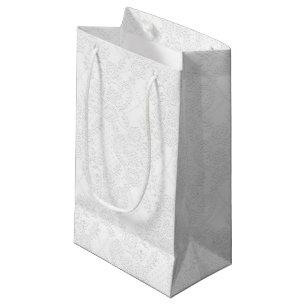Sacola Para Presentes Pequena Branco sobre o cadarço de noiva branco com aparênc