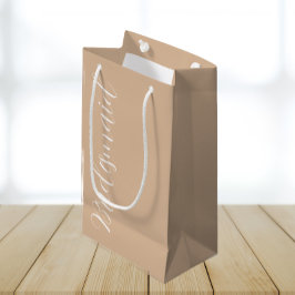 Sacola Para Presentes Pequena Bridesmaid de Casamento de Script Estilizado em Be