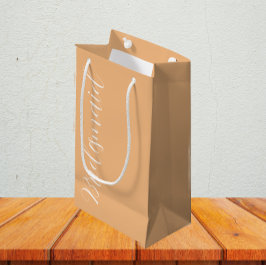 Sacola Para Presentes Pequena Bridesmaid de Casamento de Script Estilizado Peach