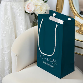 Sacola Para Presentes Pequena Bridesmaid Minimalist Script | Deep Teal