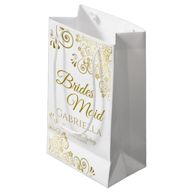 Sacola Para Presentes Pequena Bridesmaid Wedding Gift Bag Pequeno (Frente inclinada)