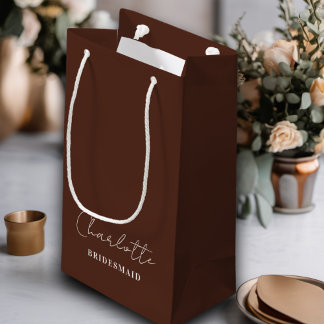 Sacola Para Presentes Pequena Bridesman | Castanho Escuro Minimalista