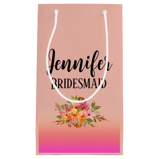 Sacola Para Presentes Pequena Bridesman | Moderno Floral Personalizado (Frente)