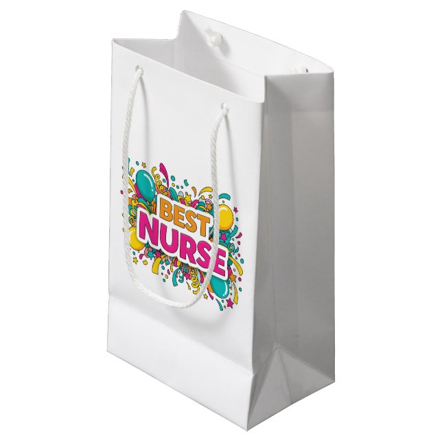 Sacola Para Presentes Pequena Bright Best Nurse Gift Bag (Frente inclinada)