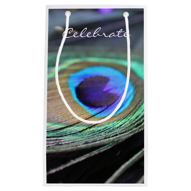 Sacola Para Presentes Pequena Bright Peacock Feather Party Favor do Saco de Pres (Frente)