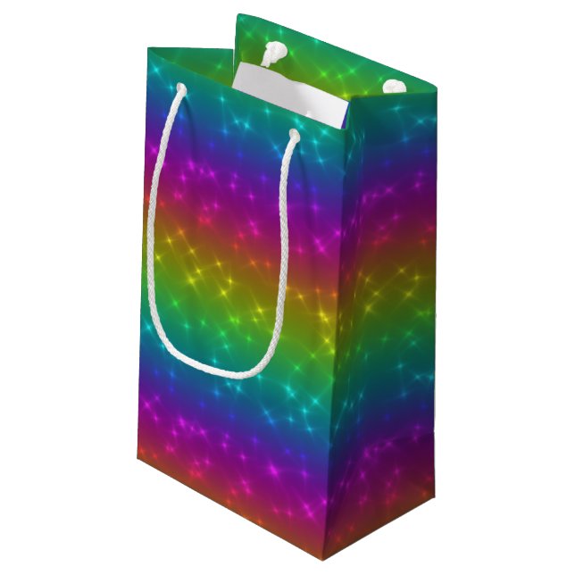Sacola Para Presentes Pequena Bright Rainbow Sparkles Gift Bag (Verso inclinado)