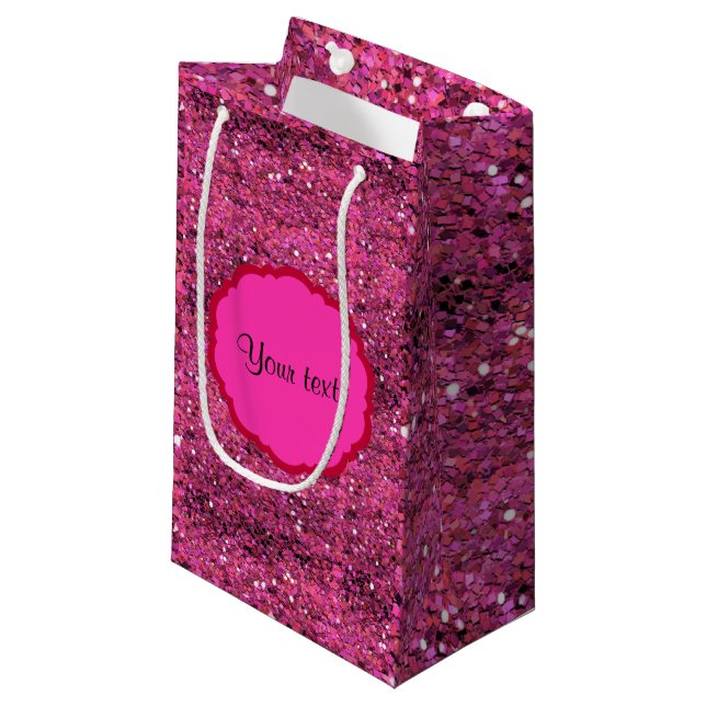 Sacola Para Presentes Pequena Brilho cor-de-rosa Sparkly (Frente inclinada)