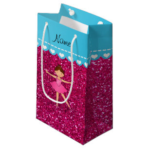 Sacola Para Presentes Pequena Brilho de néon personalizado do rosa quente da