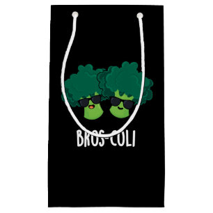 Sacola Para Presentes Pequena Bros-coli Funny Veggie Broccoli Pun Dark BG