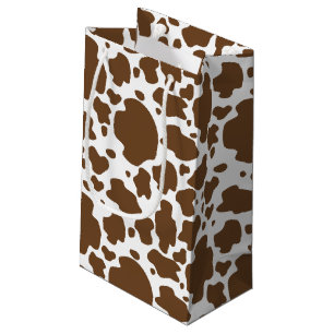 Sacola Para Presentes Pequena Brown Cow Spots Faux Cowhide Pattern