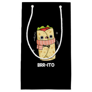 Sacola Para Presentes Pequena Brr-ito Funny Congelando Burrito Frio Pun Dark BG