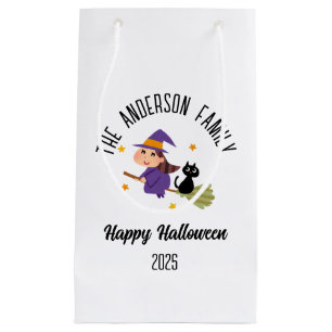 Sacola Para Presentes Pequena Bruxa Bonita do Halloween em nome personalizado da