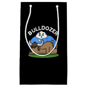 Sacola Para Presentes Pequena Bulldozer Funny Animal Bull Pun Dark BG