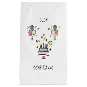 Sacola Para Presentes Pequena Buon Compleanno Happy Birthday