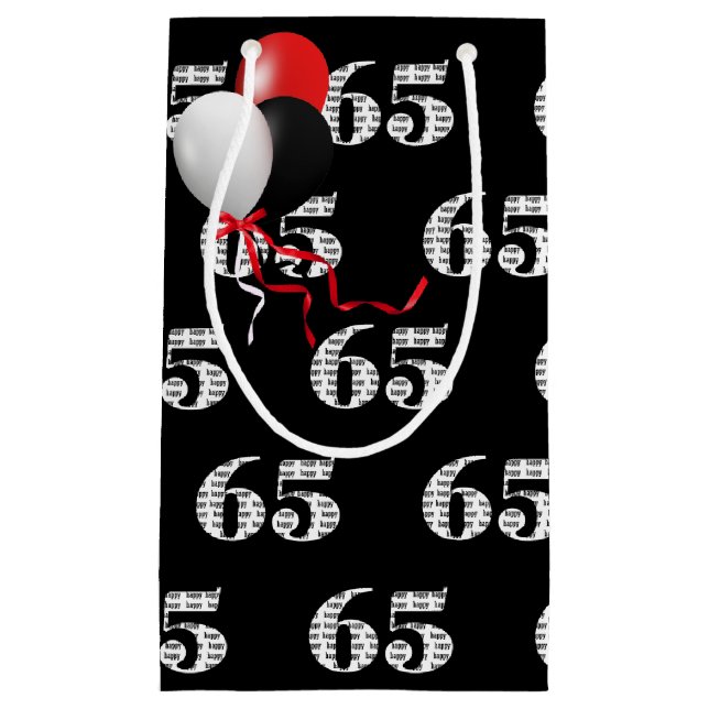 Sacola Para Presentes Pequena buquê de balões de 65 anos (Frente)