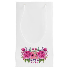 Sacola Para Presentes Pequena Buquê De Flor Cor-De-Água Rosa-Casamento-