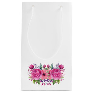 Sacola Para Presentes Pequena Buquê De Flor Cor-De-Água Rosa-Casamento-