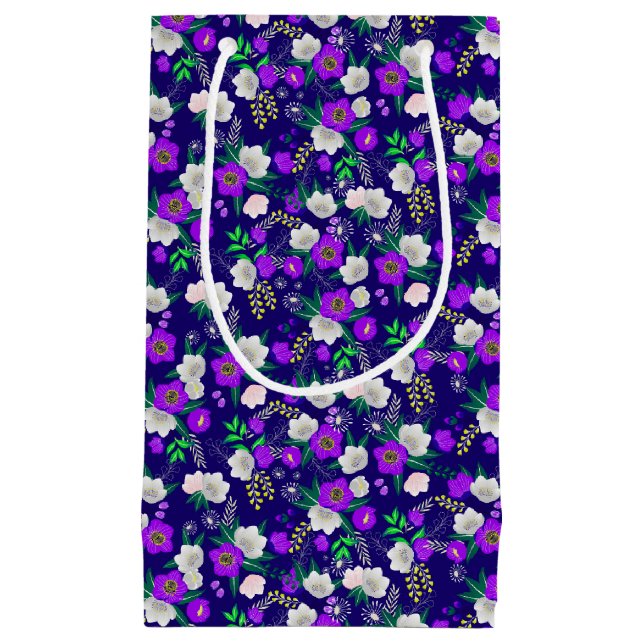 Sacola Para Presentes Pequena Buquê Rústico de Flores Primavera (Frente)