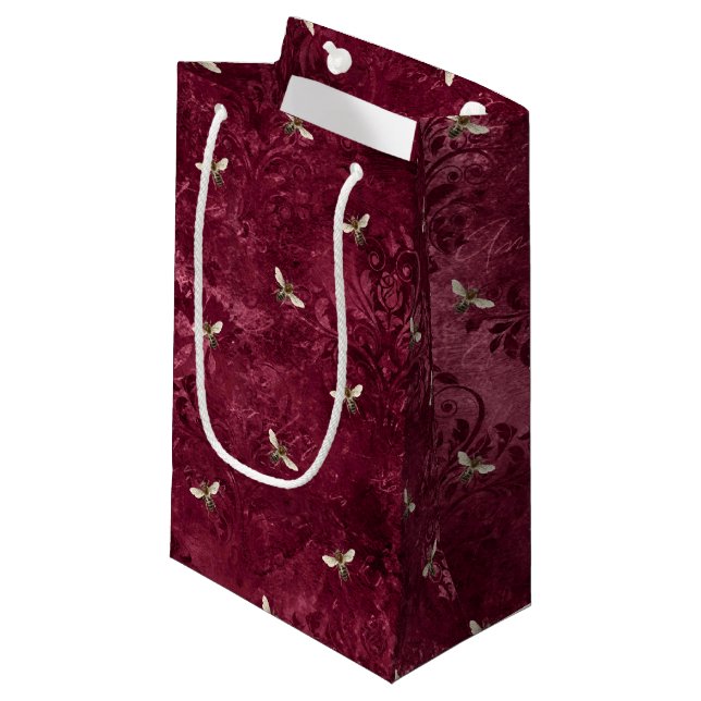 Sacola Para Presentes Pequena Burgundy Bee Series Design Catorze (Frente inclinada)