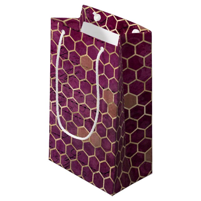 Sacola Para Presentes Pequena Burgundy Bee Series Design cinco (Frente inclinada)