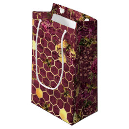 Sacola Para Presentes Pequena Burgundy Bee Series Design One