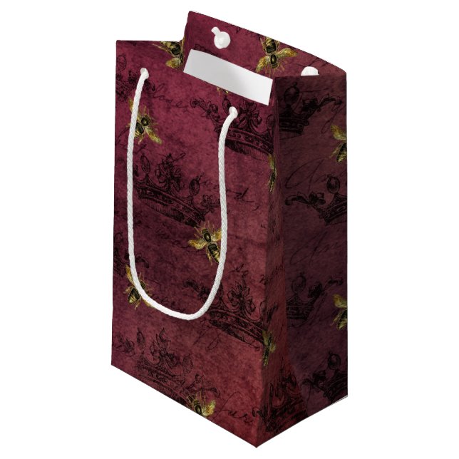 Sacola Para Presentes Pequena Burgundy Bee Series Design quatro (Frente inclinada)